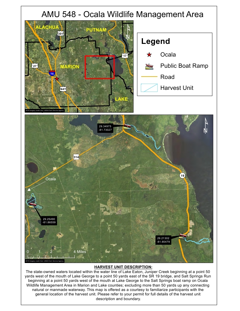 ocala WMA gator hunting map